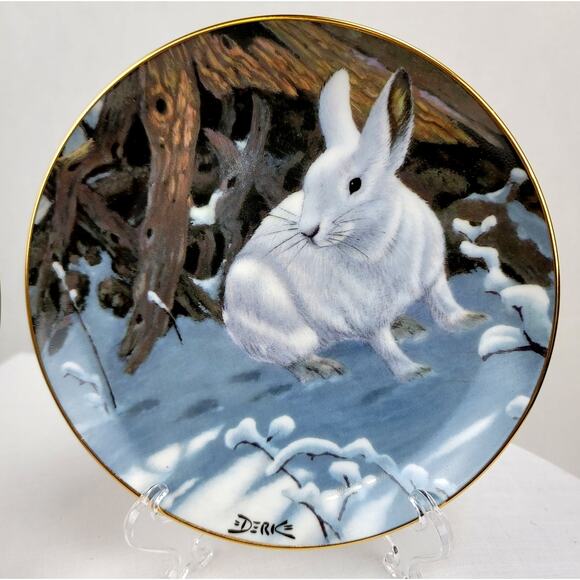Eyes of the Wild Timber Wolf and Hare By Derk Collector Plates 1987 Lmtd USA - Picture 3 of 9